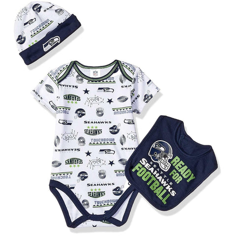 NFL Seattle Seahawks Bodysuit Cap Bib Set Size 3-6 Month Gerber