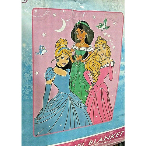 Disney's Princess Jasmine Cinderella Aurora Plush Raschel Blanket 60X80