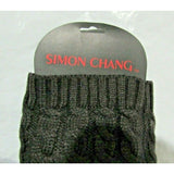 Simon Chang Dark Gray/Brown Knit Rope Pipping Knee High Leg Warmers OSFM 18"