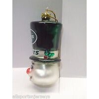 NFL New York Jets Hand Blown Glass Top Hat Snowman Ornament