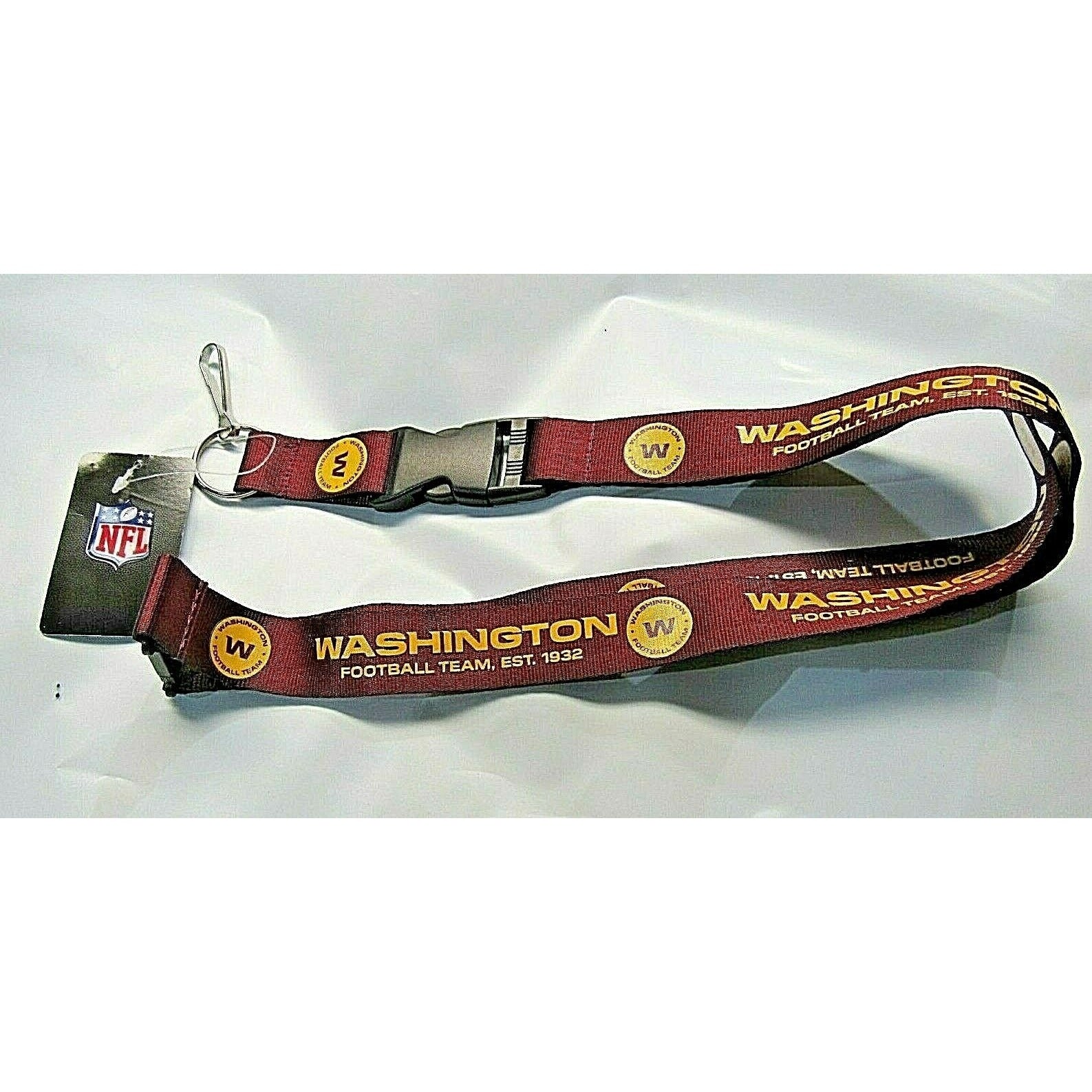 NFL Washington Football Maroon Lanyard Detachable Keyring 23"X3/4" Aminco