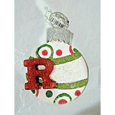 Round 3.5" Letter R Personalizable Christmas Ornament by Holly Adler