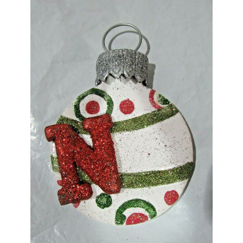 Round 3.5" Letter N Personalizable Christmas Ornament by Holly Adler