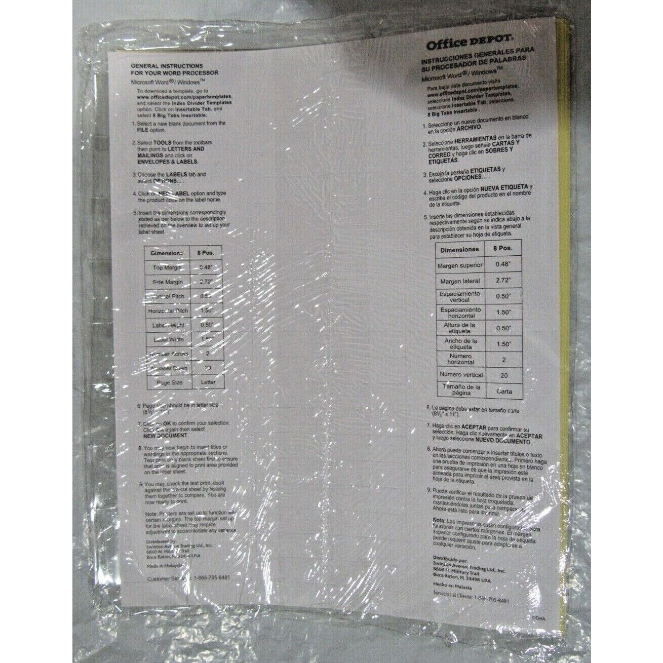 Office Depot 3-Ring Dividers all Clear Tabs 8 1/2" x 11" 12 Total Sheets