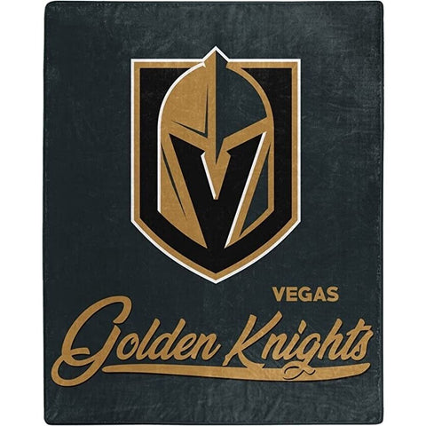 NHL Las Vegas Golden Knights Royal Plush Raschel Throw Blanket Signature Design 50x60