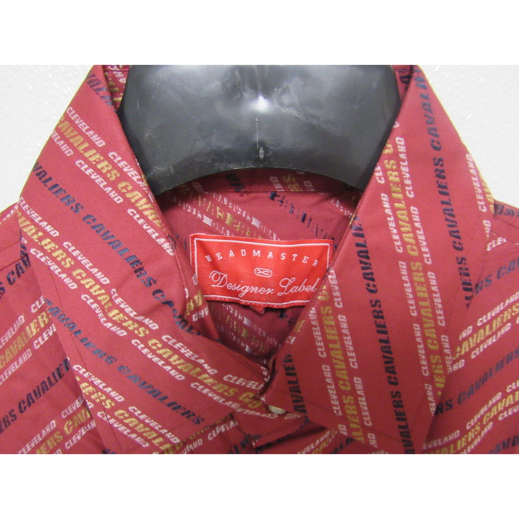 NBA Cleveland Cavaliers Red Button Up Dress Shirt by Headmaster Designer Label Size XL