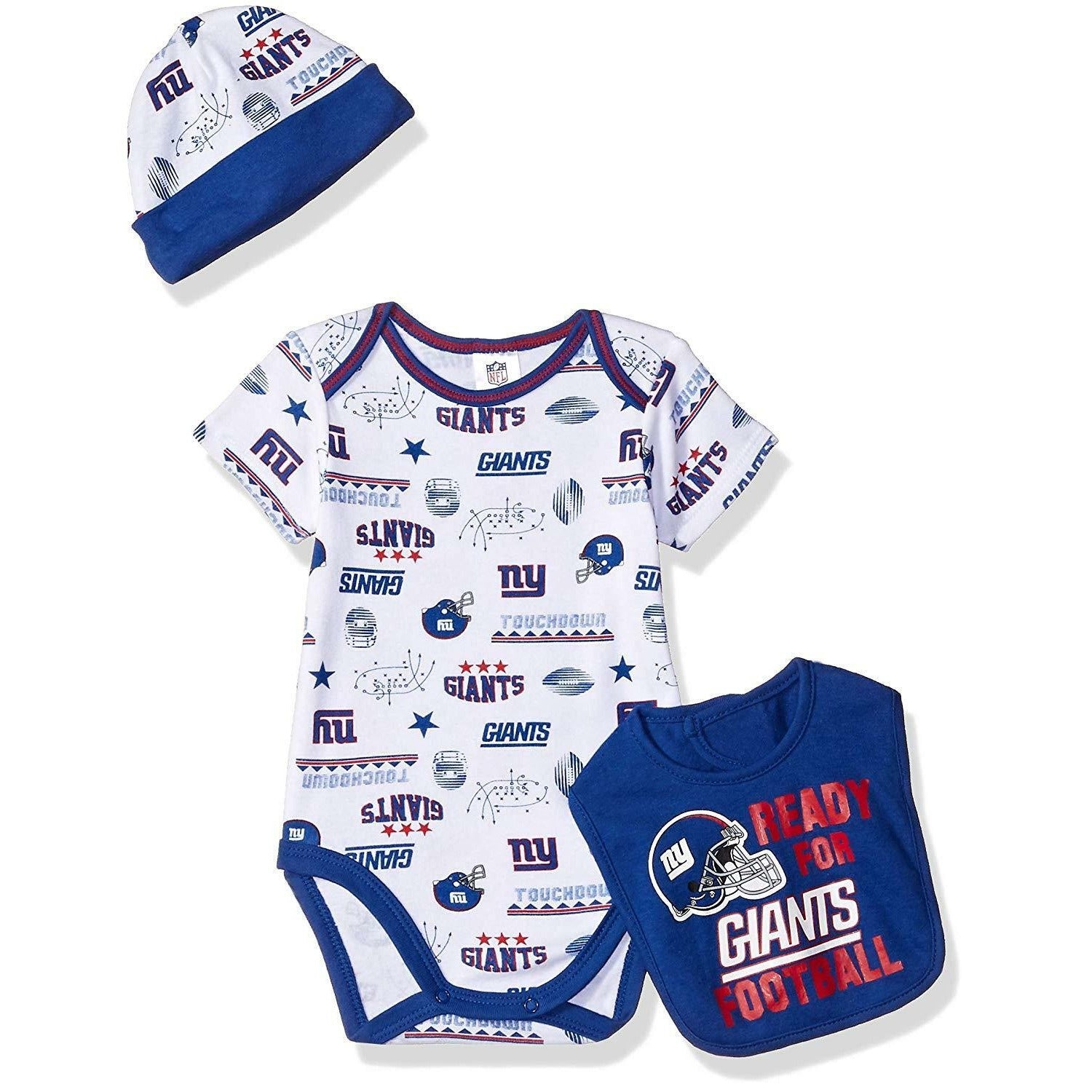 NFL New York Giants Bodysuit Cap Bib Set Size 3-6 Month Gerber
