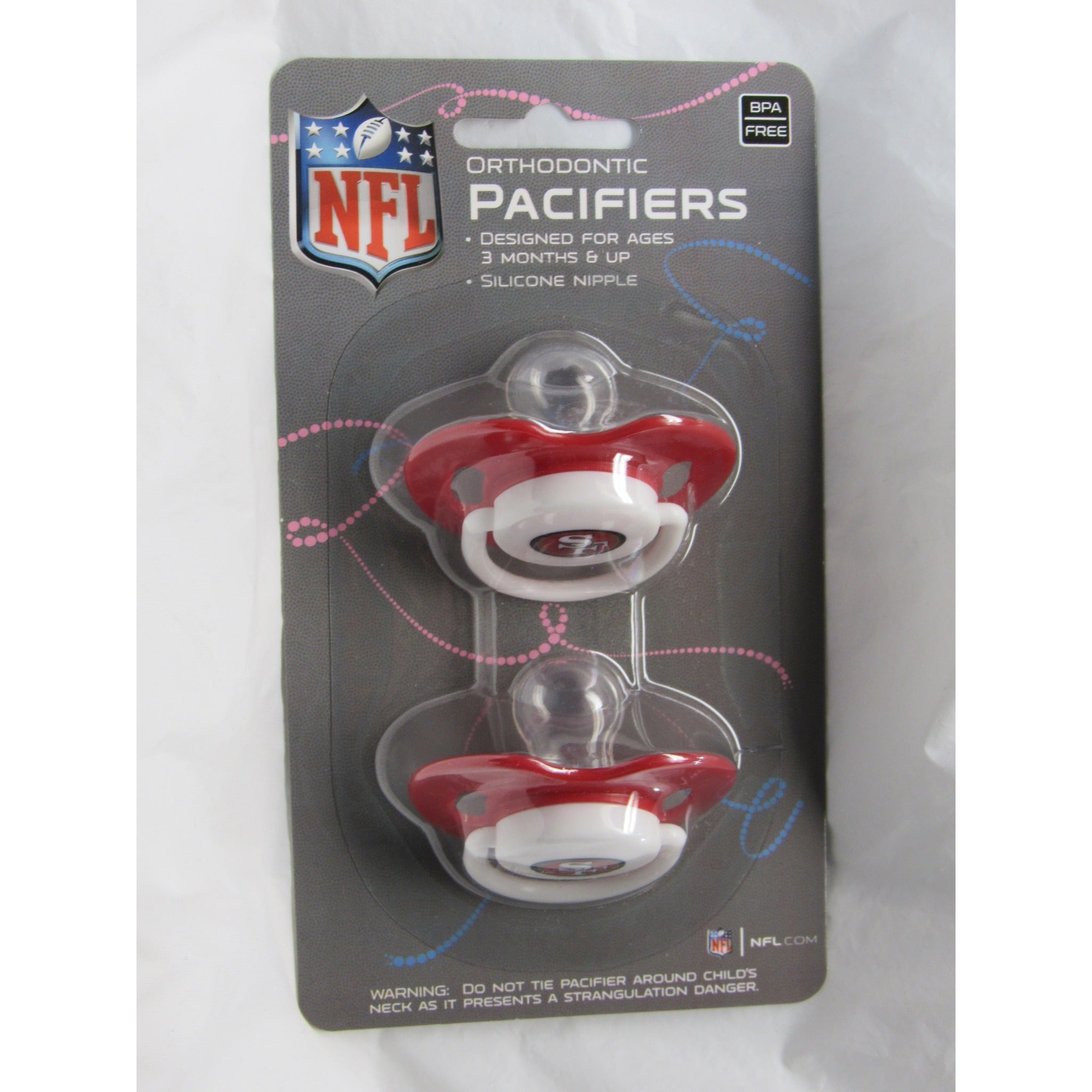 NFL Pacifiers Set of 2 Solid Color Shield w/ Holes on Card by baby fanatic