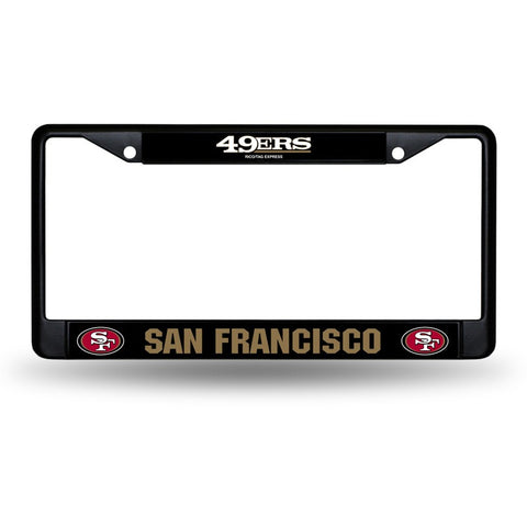 NFL San Francisco 49ers Black Chrome License Plate Frame Thick Letters