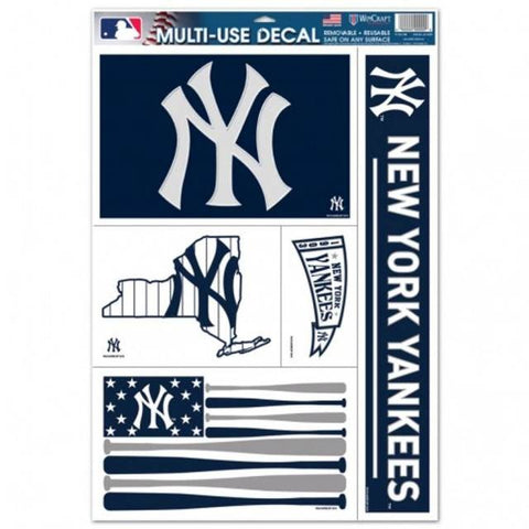 MLB New York Yankees Bat Flag 11" x 17" Ultra Decals/Multi-Use Decals 5ct Sheet WinCraft
