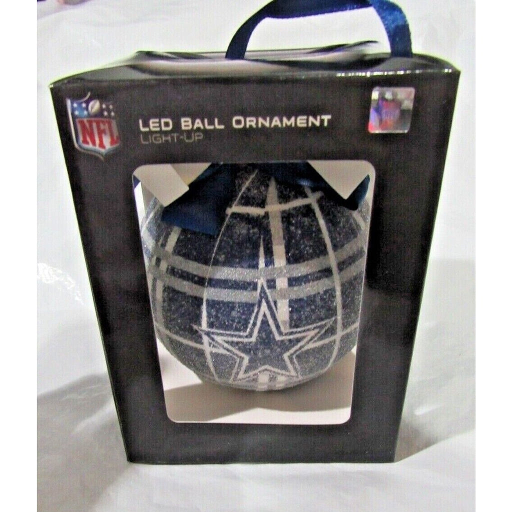 NFL Dallas Cowboys LED Ball Ornament Glitter Plaid Team Sports America