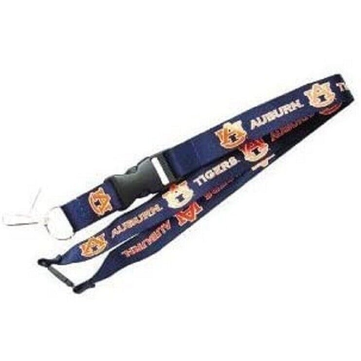 NCAA Auburn Tigers Blue 1 Sided Lanyard with Clips 23" Long 3/4" Wide