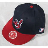 MLB Cleveland Indians Youth Cap Flat Brim Raised Replica Cotton Twill Hat Black/Red