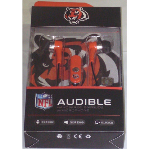 NFL Cincinnati Bengals Team Logo Earphones with Microphone by MIZCO