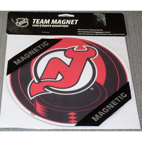 NHL New Jersey Devils 8 Inch Auto Magnet Logo Over Puck by Fremont Die