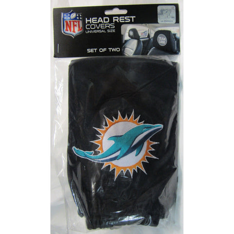 NFL Miami Dolphins Headrest Cover Embroidered Logo Set of 2 by Team ProMark