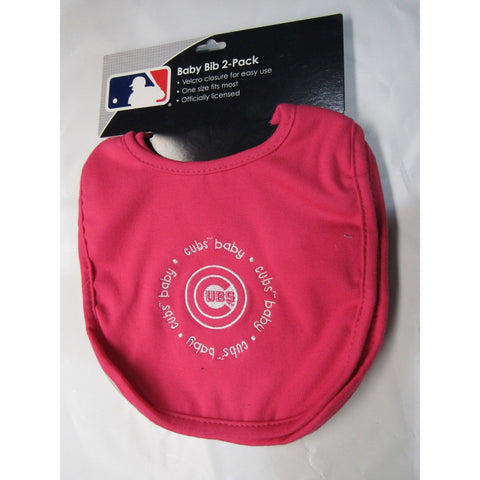 MLB Chicago Cubs Embroidered Infant Baby Bibs Red 2 pack by baby fanatic