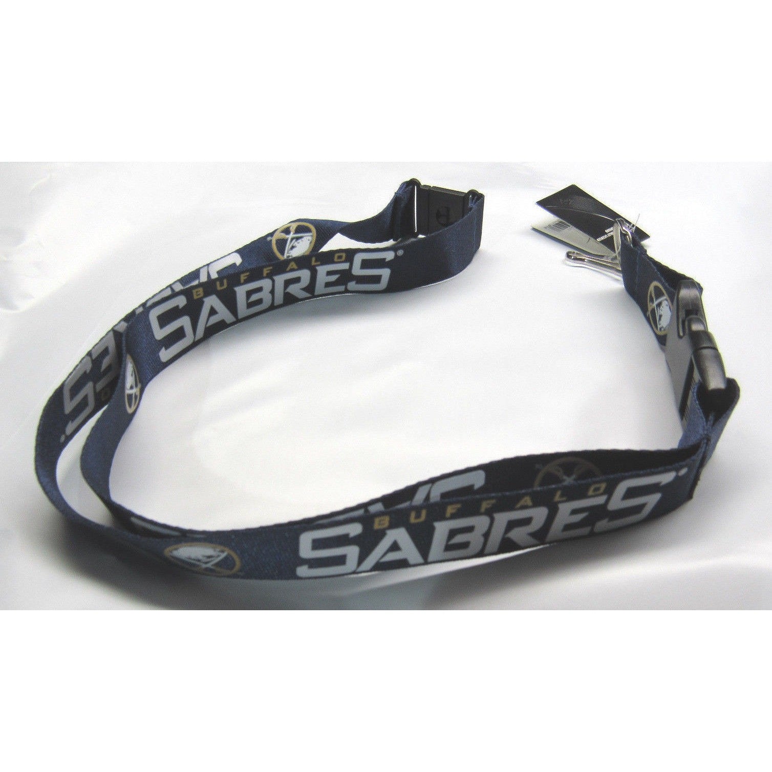 NHL Buffalo Sabres White Letters Blue Lanyard Detachable Buckle 23" L 3/4" W by Aminco