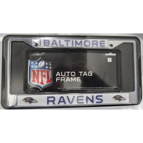 NFL Baltimore Ravens Chrome License Plate Frame Thin Letters