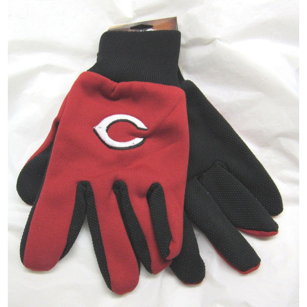 MLB NWT NO SLIP PALM UTILITY WORK GLOVES - CINCINNATI REDS - RED W/BLACK PALM