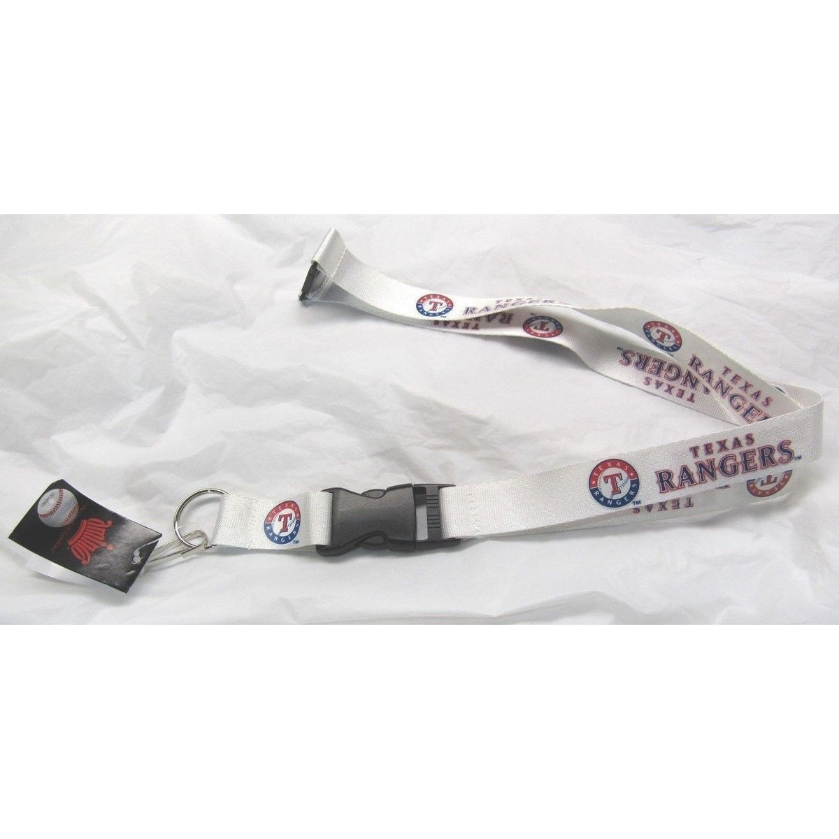 MLB Texas Rangers White Lanyard Detachable Buckle 23" Long 3/4" Wide