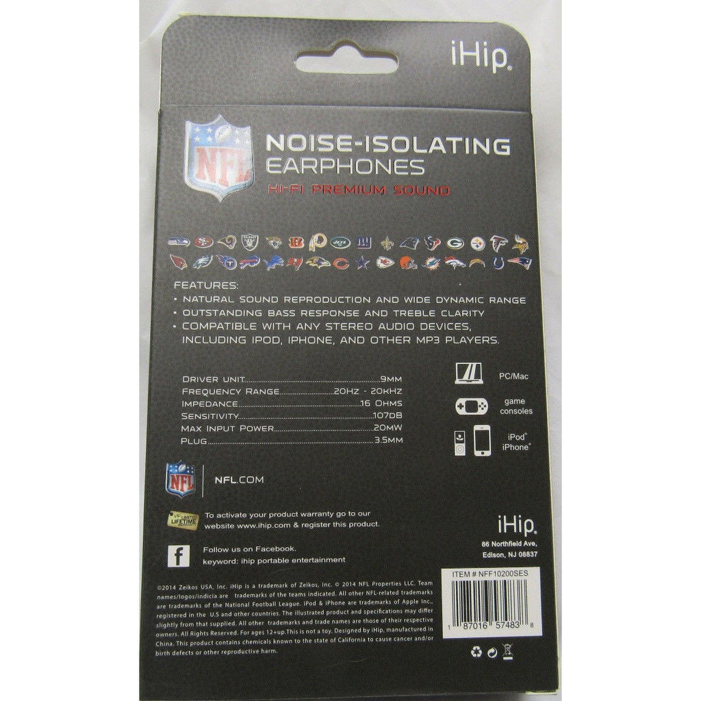 NFL iHip Team Logo Earphones Seattle Seahawks