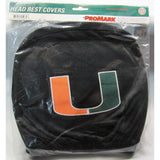 NCAA Miami Hurricanes Headrest Cover Embroidered Logo Set of 2 by Team ProMark