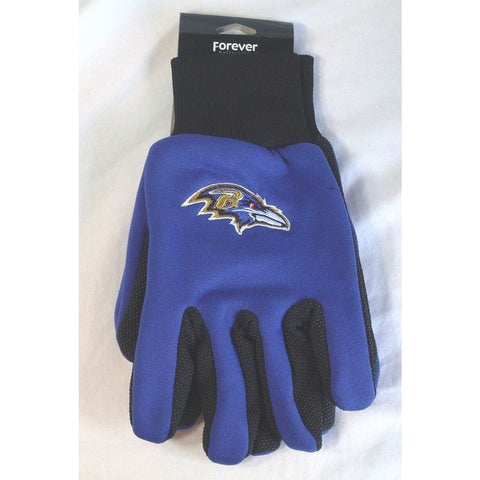 NFL No Slip Utility Work Gloves Baltimore Ravens Purple w/Black Palm