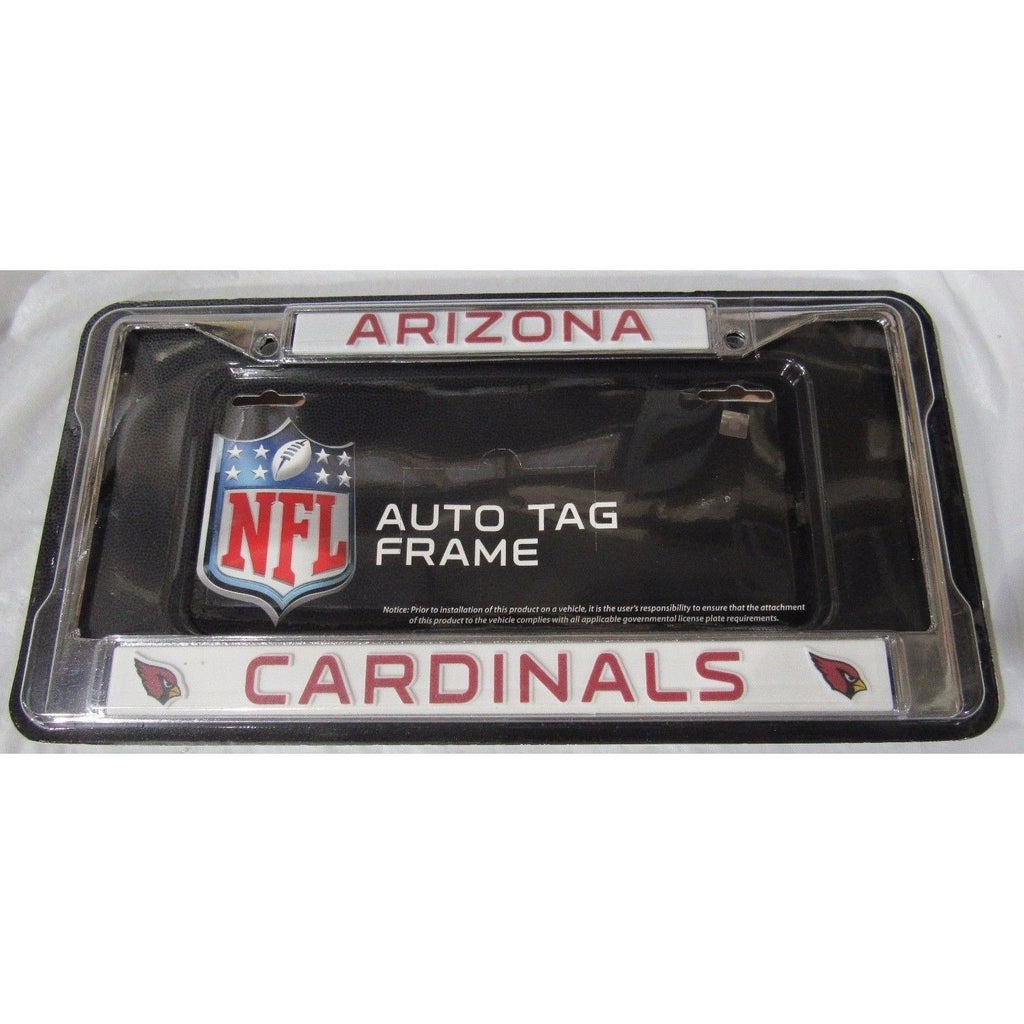 NFL Arizona Cardinals Chrome License Plate Frame Thin Red Letters