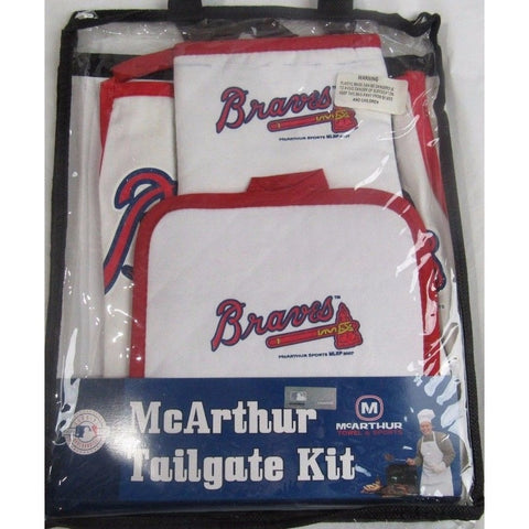 MLB Atlanta Braves Tailgate Kit 3 Piece Set Apron Oven Mitt Potholder McArthur