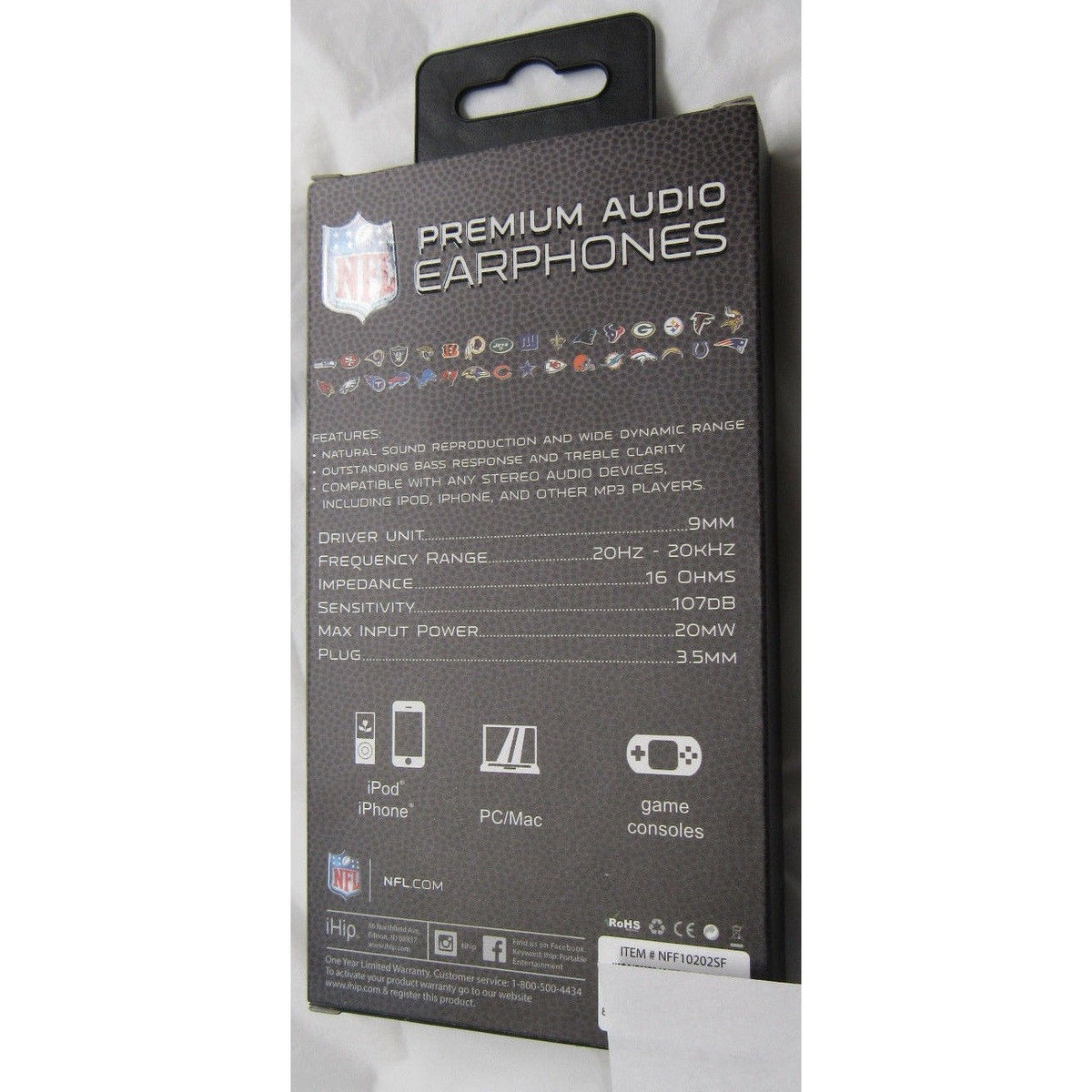 NFL iHip Team Logo Earphones Cincinnati Bengals
