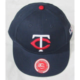 MLB Minnesota Twins Youth Cap Flat Brim Raised Replica Cotton Twill Hat Black