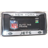 NFL New York Jets Chrome License Plate Frame Thin Green Letters