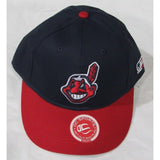 MLB Cleveland Indians Youth Cap Flat Brim Raised Replica Cotton Twill Hat Black/Red