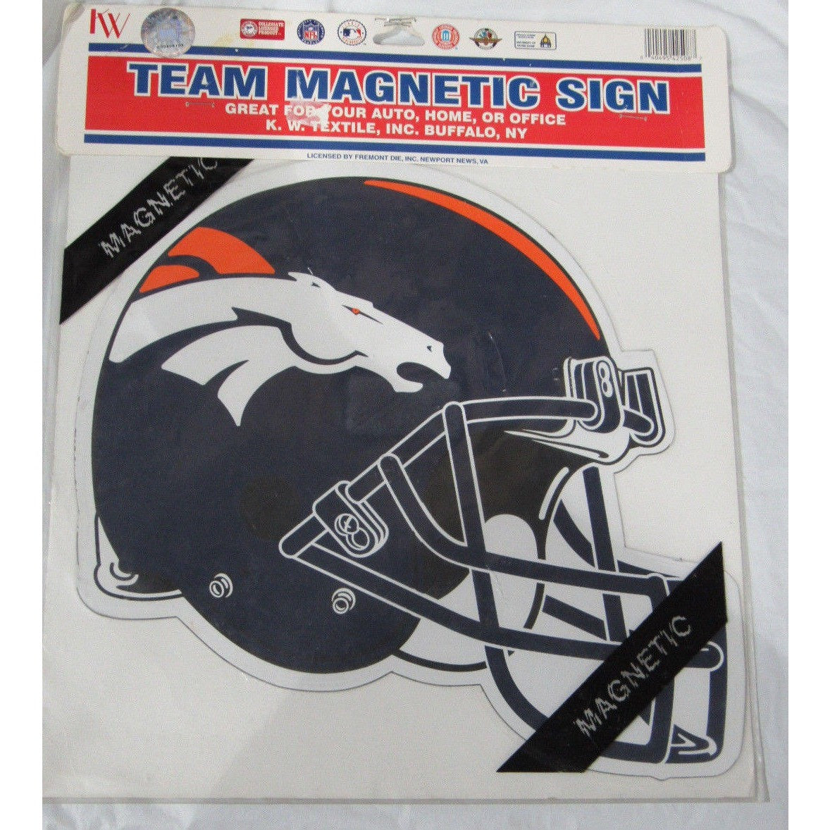NFL Denver Broncos 12 inch Auto Magnet Helmet Shaped Old Style Fremont Die