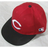 MLB Cincinnati Reds Youth Cap Flat Brim Raised Replica Cotton Twill Hat ROAD Red/Black