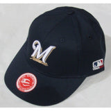 MLB Milwaukee Brewers Youth Cap Flat Brim Raised Replica Cotton Twill Hat Navy Blue