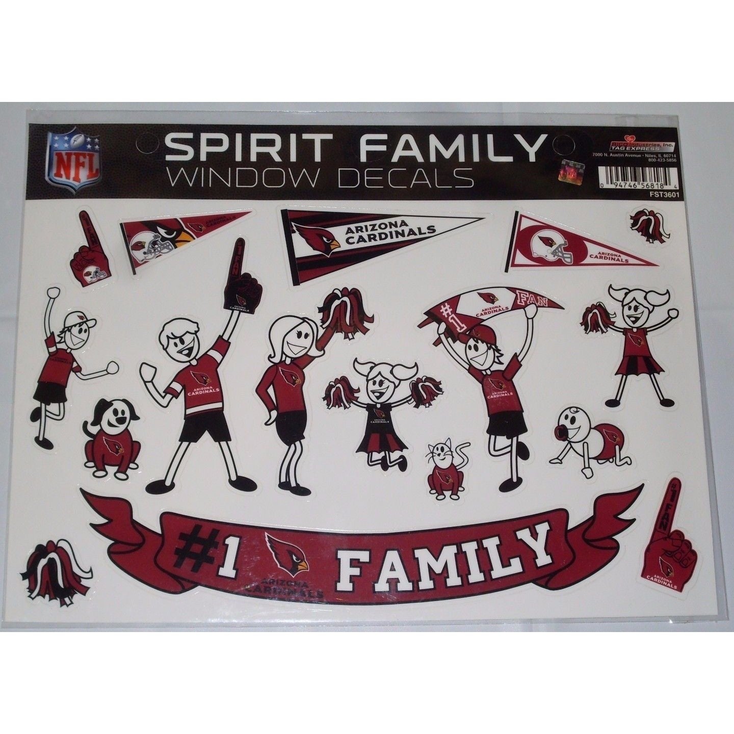 NFL Arizona Cardinals Spirit Family Decals Set of 17 by Rico Industries