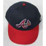 MLB Atlanta Braves Adult Cap Flat Brim Raised Replica Cotton Twill Hat Navy/Red Alt