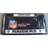 NFL Oakland Raiders Chrome License Plate Frame Thin Black Letters