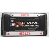 MLB Boston Red Sox Chrome License Plate Frame Thin Red Letters
