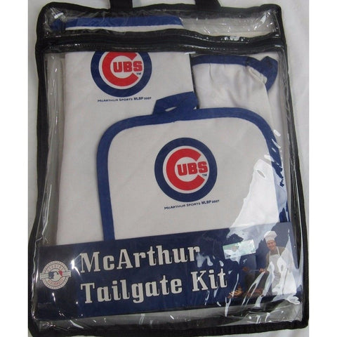 MLB Chicago Cubs BBQ Tailgate Kit 3 Piece Set Apron Oven Mitt Potholder McArthur