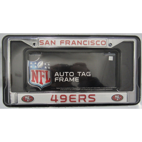 NFL San Francisco 49ers Chrome License Plate Frame Thin Letters