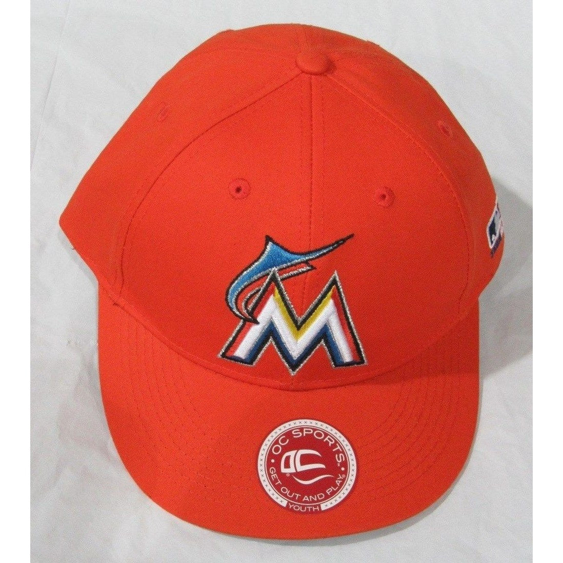MLB Miami Marlins Youth Cap Flat Brim Raised Replica Cotton Twill Hat Orange
