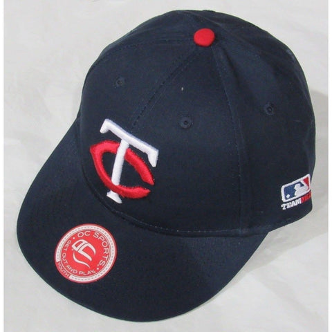 MLB Minnesota Twins Youth Cap Flat Brim Raised Replica Cotton Twill Hat Black
