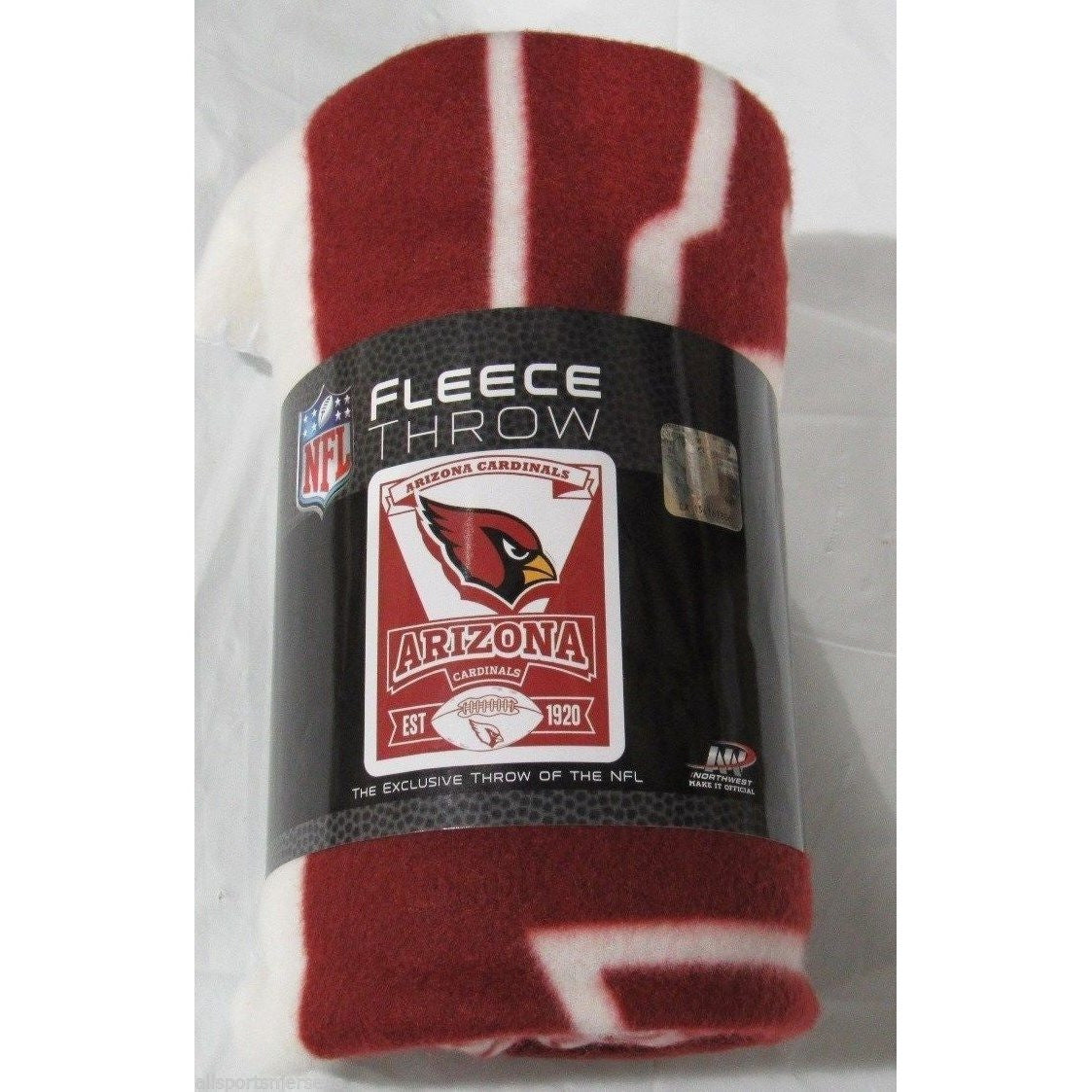 NFL Arizona Cardinals 50" by 60" Rolled Fleece Blanket Marque Design