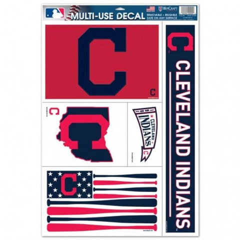 MLB Cleveland Indians Bat Flag 11" x 17" Ultra Decals/Multi-Use Decals 5ct Sheet WinCraft