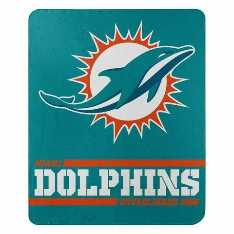 NFL Miami Dolphins 50" by 60" Rolled Fleece Blanket Split Wide Design