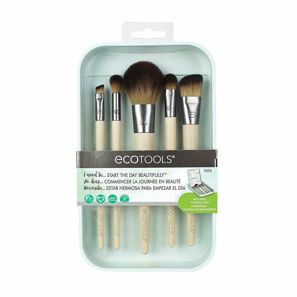Ecotools Start The Day Kit 5 Brush Set #1606 Bamboo Handles New and Sealed