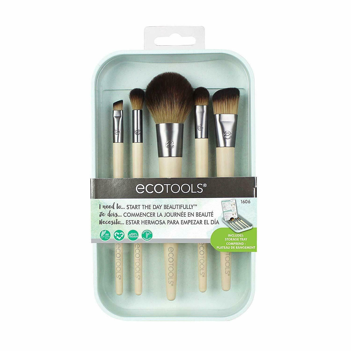 Ecotools Start The Day Kit 5 Brush Set #1606 Bamboo Handles New and Sealed